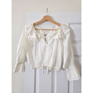 Cleobella White crop blouse M NWT